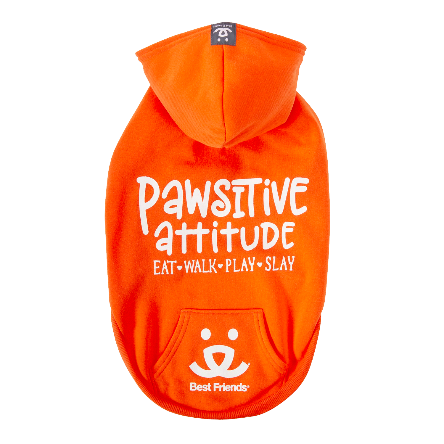 Best Friends Pawsitive Attitude Dog Hoodie - Orange, Small