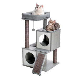 PAWZ Road 36" Wooden Cat Tree Tower with Sisal Scratching Posts for Indoor Kittens and Meduim Cats,Gray