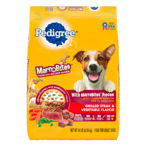 PEDIGREE With MarroBites Pieces Adult Dry Dog Food, Steak & Vegetable Flavor, 14 lb. Bag